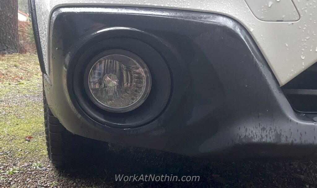 Fog light installed - close up.
