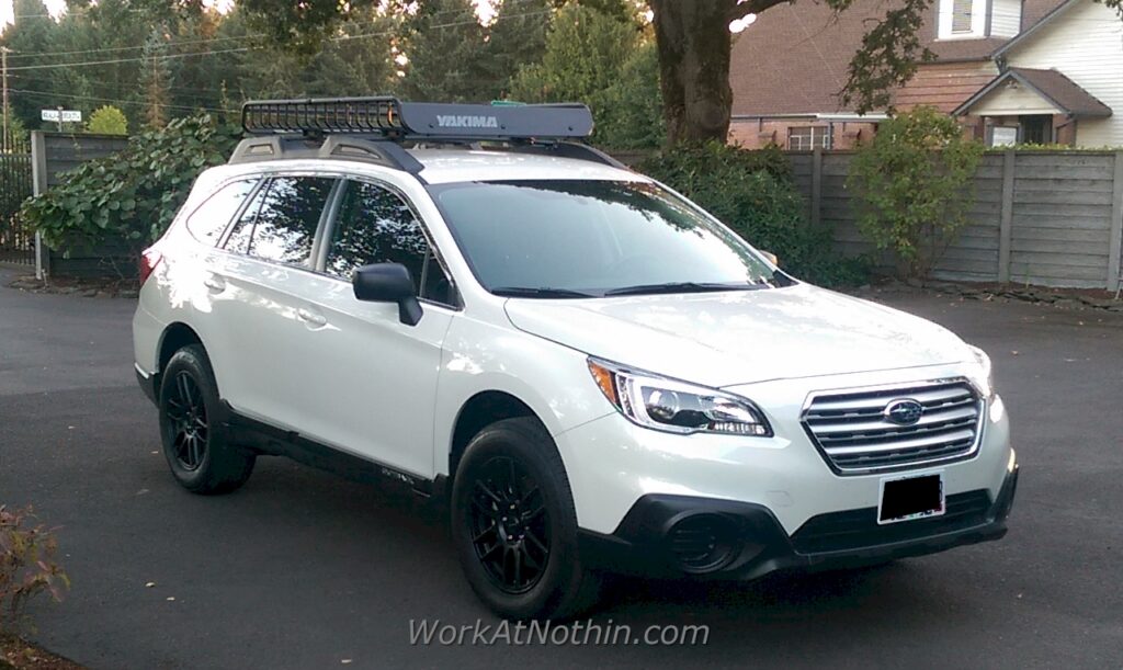 Roof basket installed on Outback.